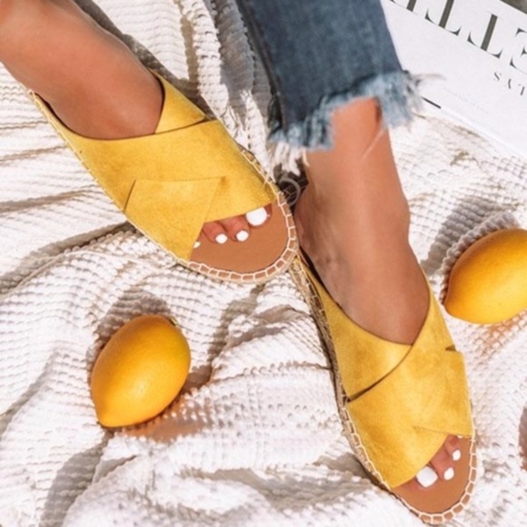 Vegan Suede Casual Straw Sandals Slides - Picture 2 of 5